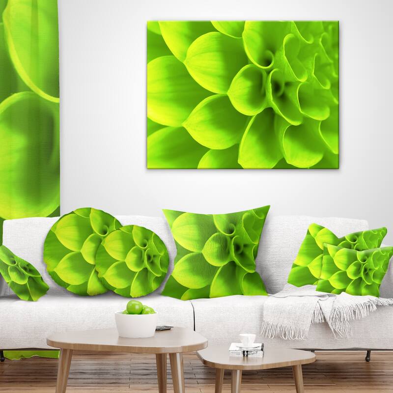 Designart "Bright Green Flower Petals" Modern Floral Canvas Wall Art